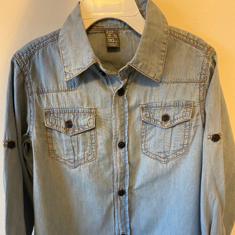 Boys Long Sleeve Jean Shirt - Toddler